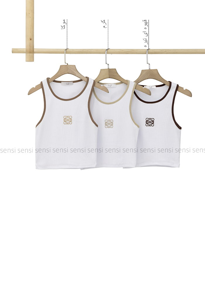 کراپ تاپ زنانه کبریتی کشی LOEWE دورنگ کد1006371